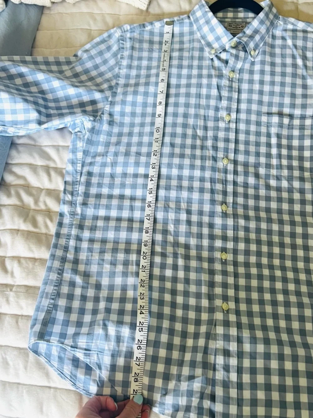 J. Crew Quality Woven Blue and White Gingham Button-Down Shirt 100 % cotton L